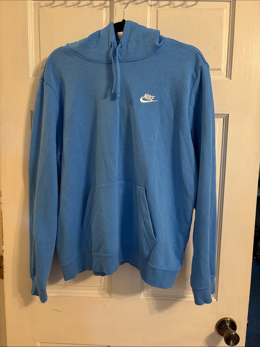 Nike Light Blue Pullover Hoodie with White Swoosh
